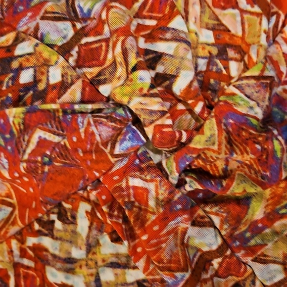 Cable & Gauge Orange/Red Multicolor Geometric Blouse - Picture 4 of 7